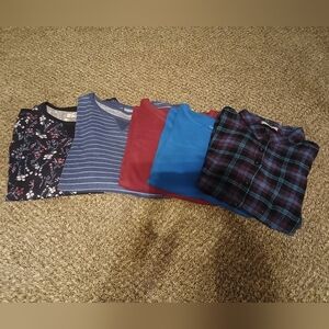 WOMAN WITHIN Bundle Size 1X Comfy Thermals & a Plaid Button-Down Variety
